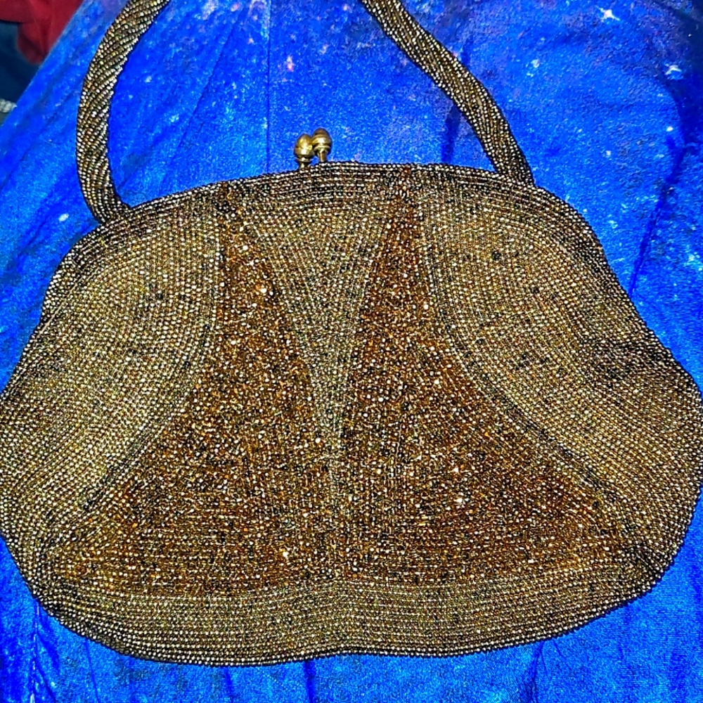 Vintage brown handmade in Belgium clutch